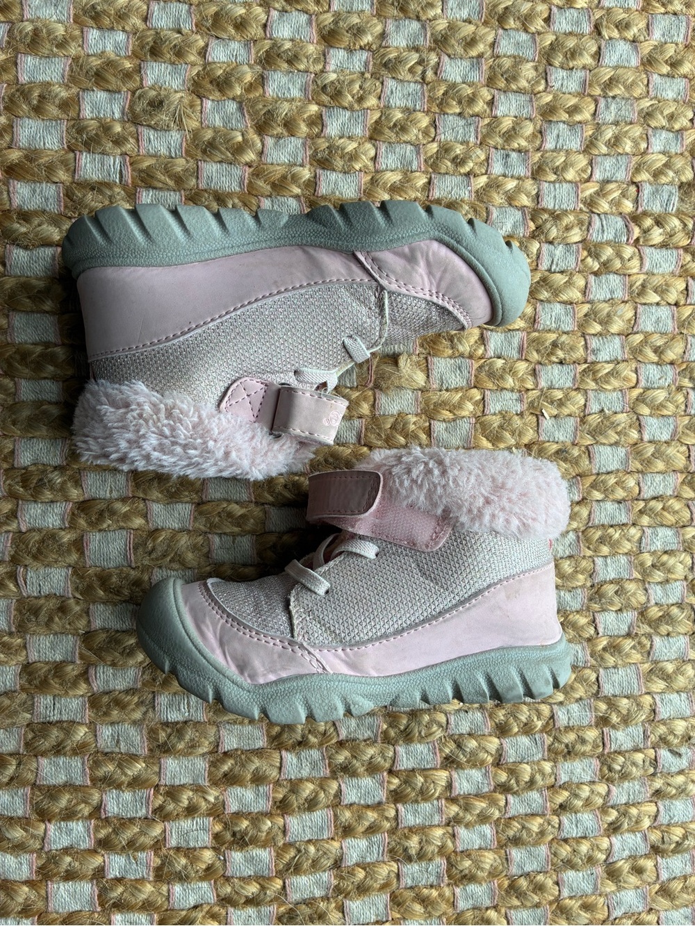 Kids Pink Fur-Trim Winter Boots